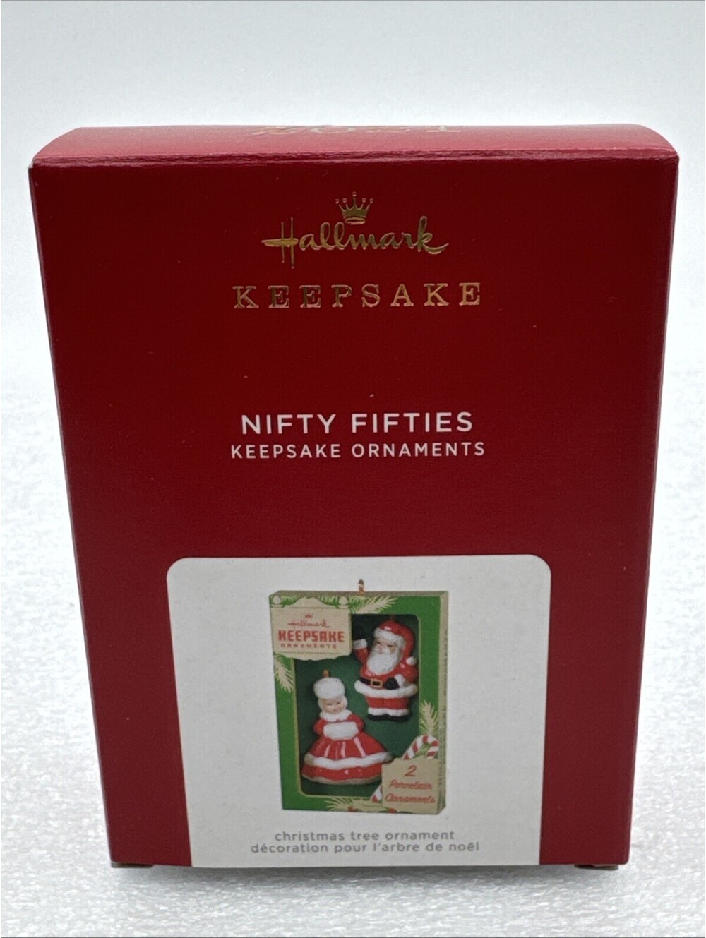 2021 Nifty Fifties Hallmark Ornament Vintage Santa & Mrs. Claus Box Ornaments